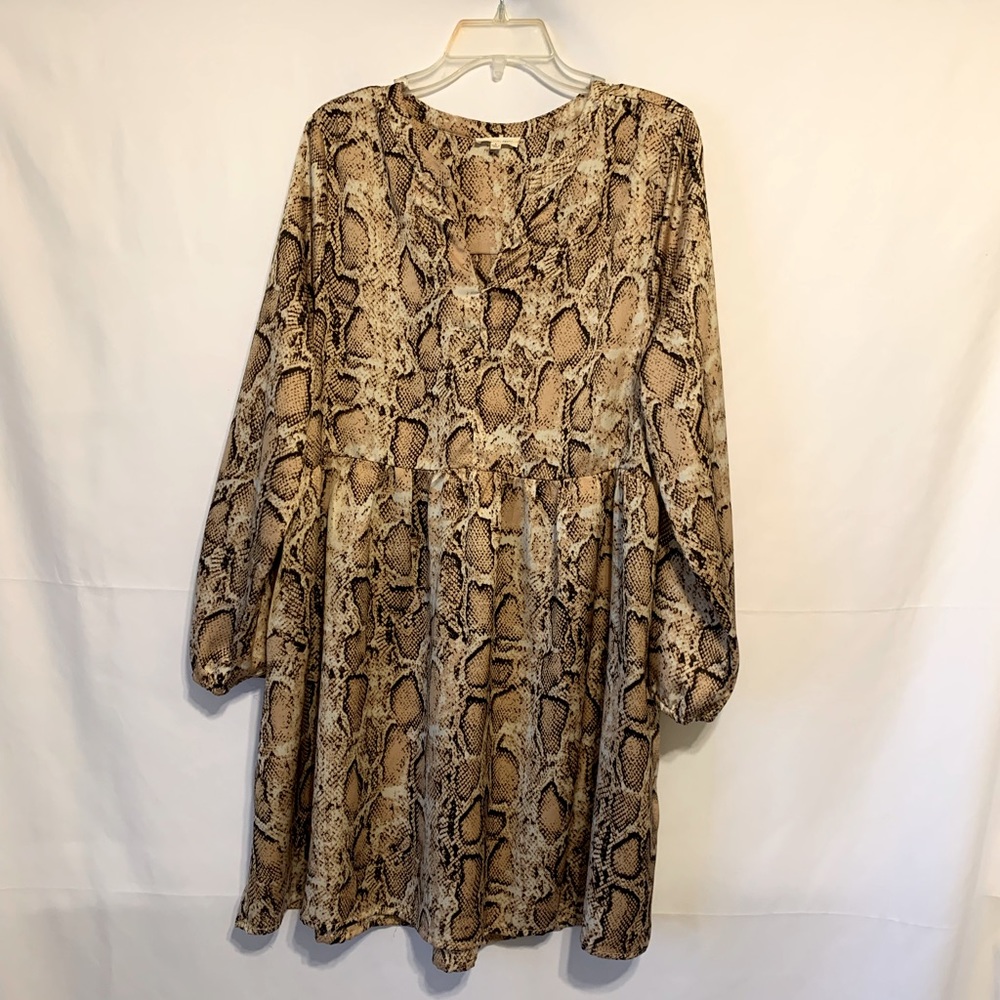 Cotton Bleu Long Sleeve snake print Dress, Size L